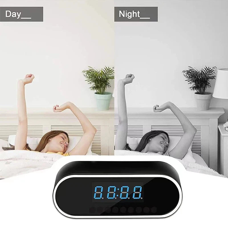 1080P Mini Camera Clock HD WIFI Control Wide Angle IR Night Vision View Alarm DVR Camcorder Home Surveillance Camera