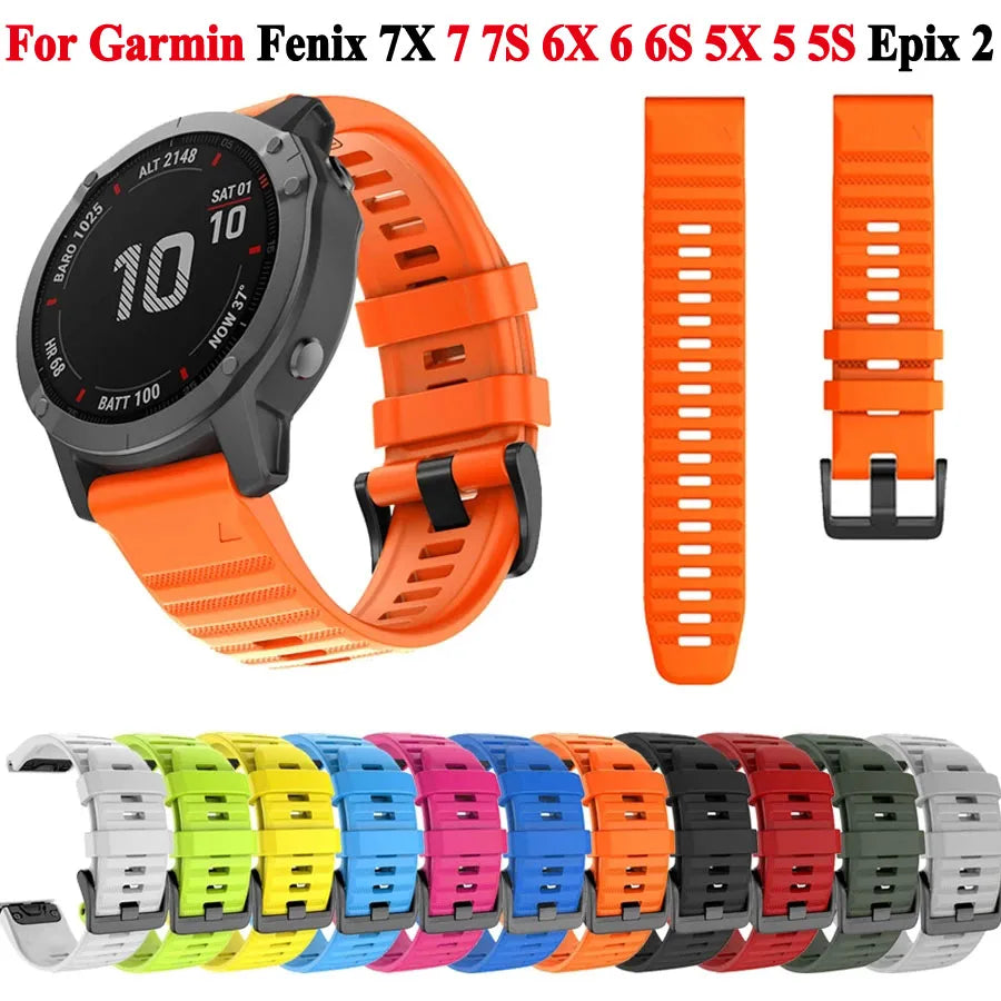 20 22 26mm Silicone Watchband Strap For Garmin Fenix 7 7X 7S 6X 6S 6Pro 5X 5Plus 3HR Smartwatch Bracelet QuickFit Wristband Belt