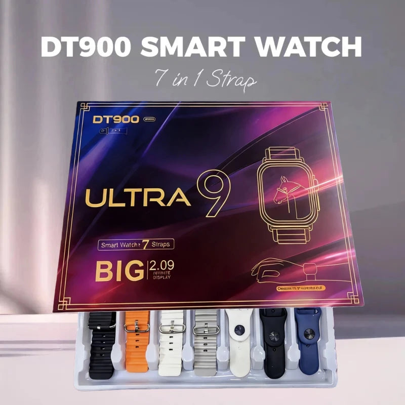 DT900 Ultra 9 Smart Watch 2.09" Big Display 7 Straps Bluetooth Call Fitness Tracker Smartwatch For IOS Android 