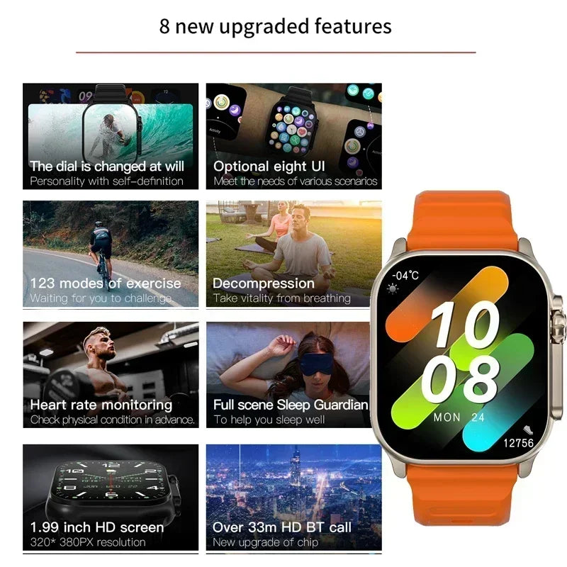 DT900 Ultra 9 Smart Watch 2.09" Big Display 7 Straps Bluetooth Call Fitness Tracker Smartwatch For IOS Android 