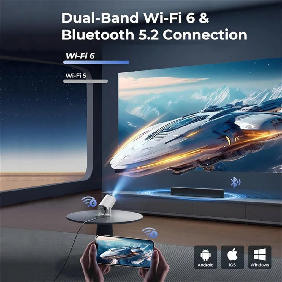 2026 New HY300 Projector 4K Android 11 Wifi6 290ANSI Allwinner H713 BT5.0 1080P 1280*720P Cinema Outdoor Portable Projetors 