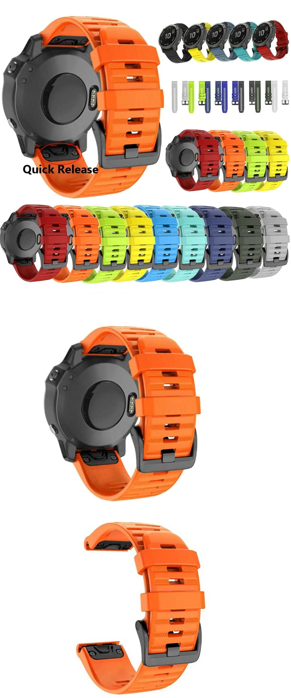 20 22 26mm Silicone Watchband Strap For Garmin Fenix 7 7X 7S 6X 6S 6Pro 5X 5Plus 3HR Smartwatch Bracelet QuickFit Wristband Belt