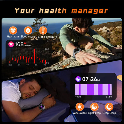 2025 New Military T-Rex 3 Ultra 1000mAh Battery Smart Watch 5ATM Waterproof Flashlight Heart Rate Sports tracker Smartwatch Men