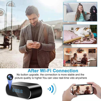 1080P Mini Camera Clock HD WIFI Control Wide Angle IR Night Vision View Alarm DVR Camcorder Home Surveillance Camera