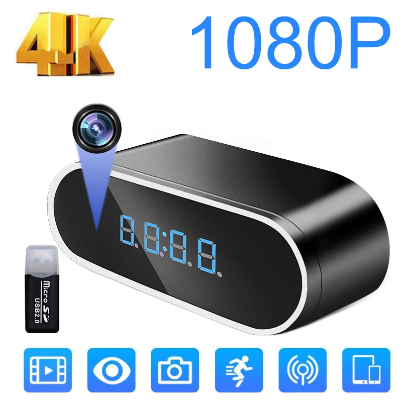1080P Mini Camera Clock HD WIFI Control Wide Angle IR Night Vision View Alarm DVR Camcorder Home Surveillance Camera