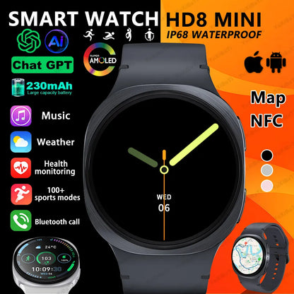 2026 New Watches 8 Mini Smart Watch For Men Women GPS Track Health Sports AMOLED Heart Rate Bluetooth Call Waterproof Smartwatch