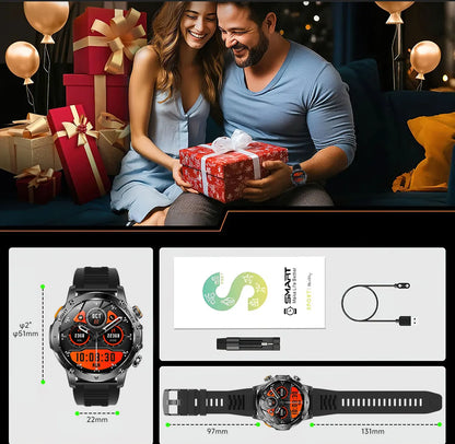 2025 New Military T-Rex 3 Ultra 1000mAh Battery Smart Watch 5ATM Waterproof Flashlight Heart Rate Sports tracker Smartwatch Men