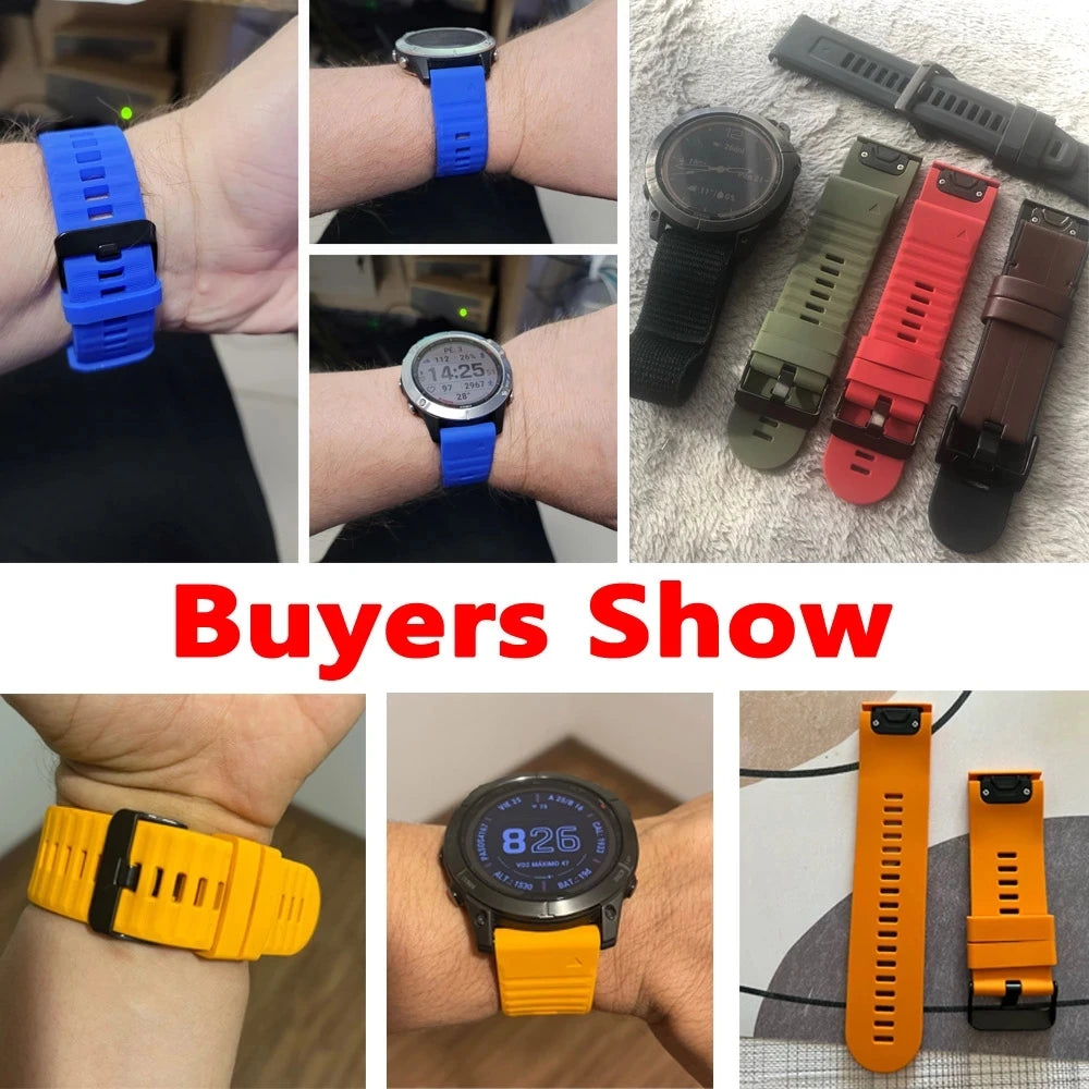 20 22 26mm Silicone Watchband Strap For Garmin Fenix 7 7X 7S 6X 6S 6Pro 5X 5Plus 3HR Smartwatch Bracelet QuickFit Wristband Belt